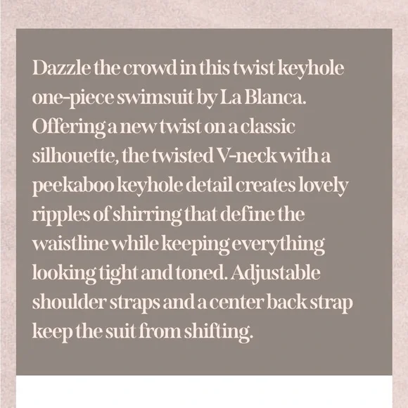 NWT La Blanca Island Goddess Twist Keyhole One Piece One Pieces